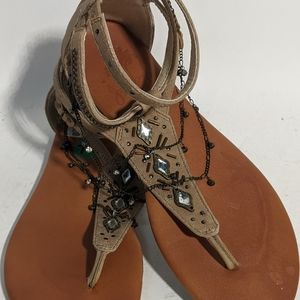 Beaded Ladies Native Style Sandals, Used, Size 7